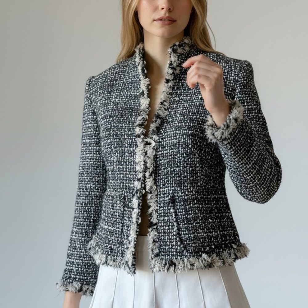Valerie Stevens Black and White Textured Blazer